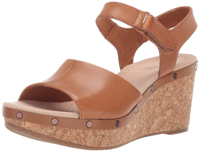 Clarks Women's Annadel Clover Wedge Sandal, Tan, 5.5 UK