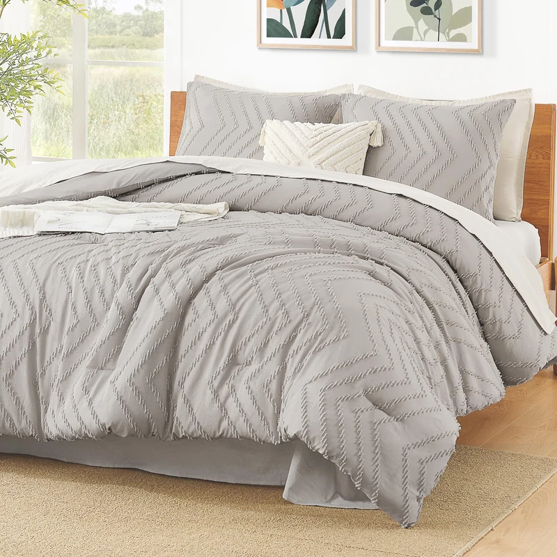 Litanika Oversized King Comforter Set, 3 Pcs Boho Tufted Bedding Set