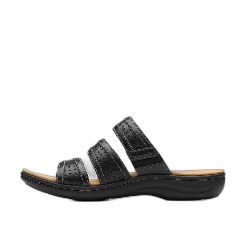 Clarks Women's Casual Sandal, Black Leather, 7.5 Wide