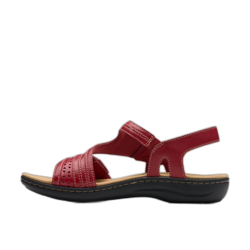 Clarks Women's Casual Sandal, Red Leather, 6.5 UK