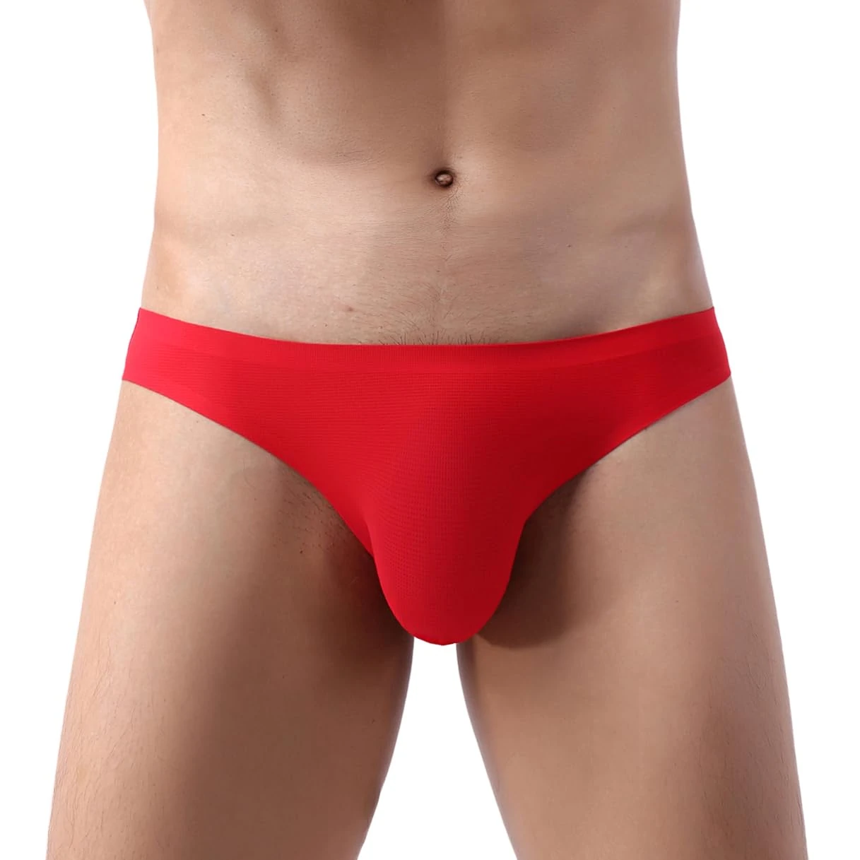 Drelaar Men's Breathable Mesh Smooth Underwear Panties Sexy Low Rise Briefs X-Large Red