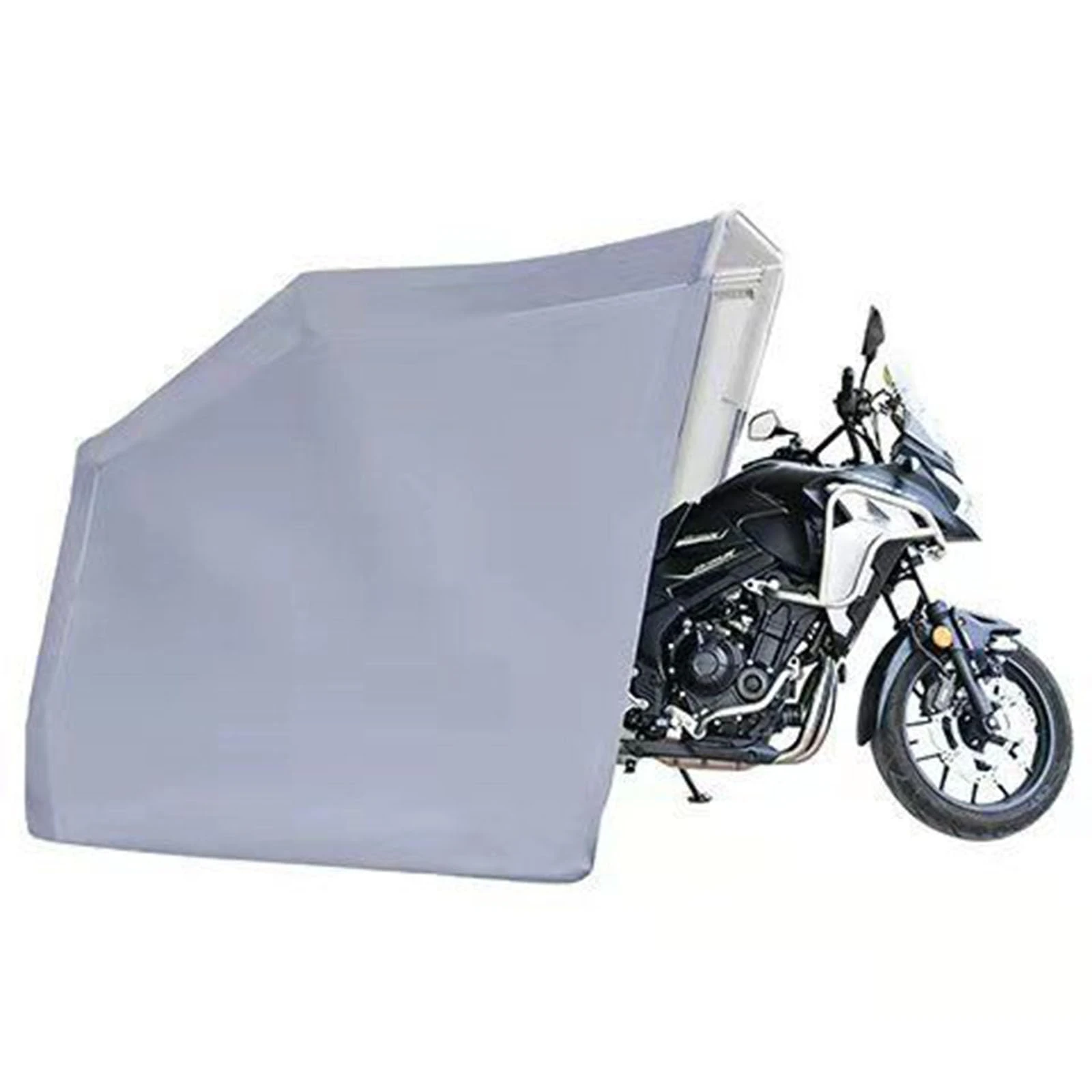 Motorcycle Shelter, Waterproof Motorcycle Cover, Motorcycle Shelter Shed, Fully Automatic Remote Control (Silver 106 * 41 * 62in)