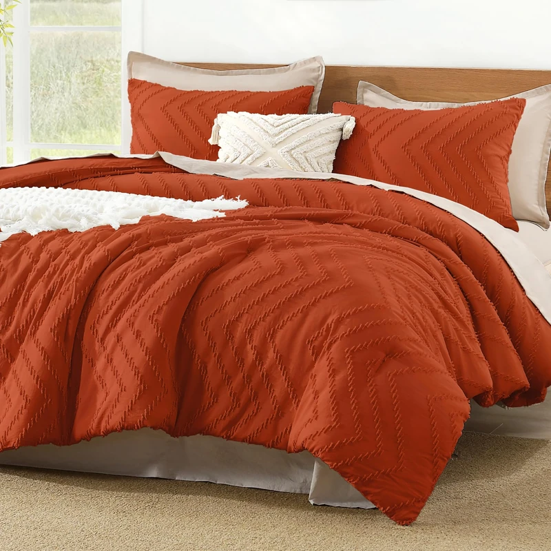 Litanika Super King Plus Comforter Set, 3 Pcs Boho Tufted Bedding Set