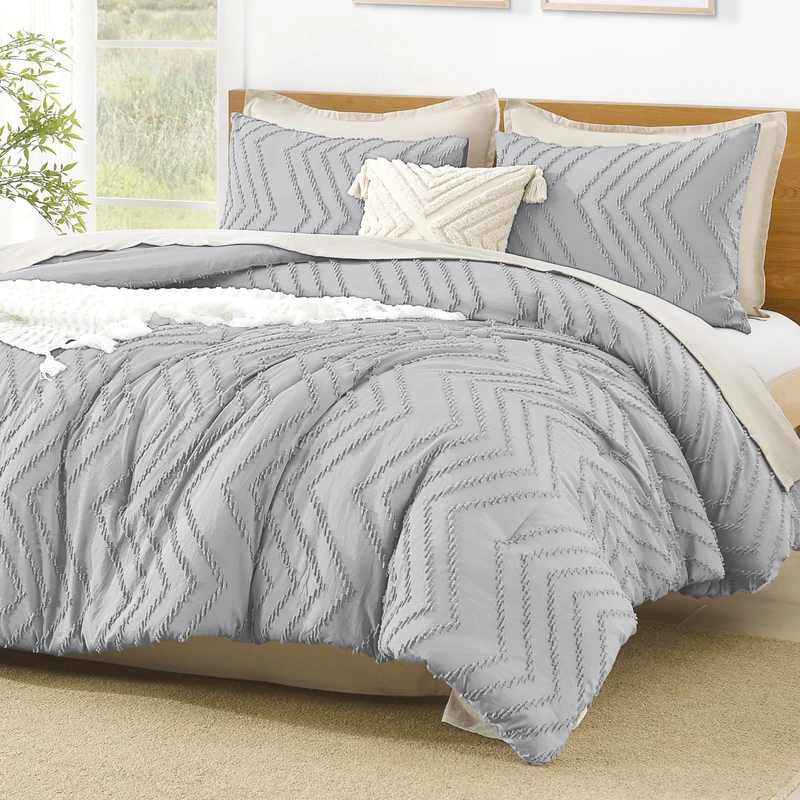 Litanika Oversized King Comforter Set, 3 Pcs Boho Tufted Bedding Set