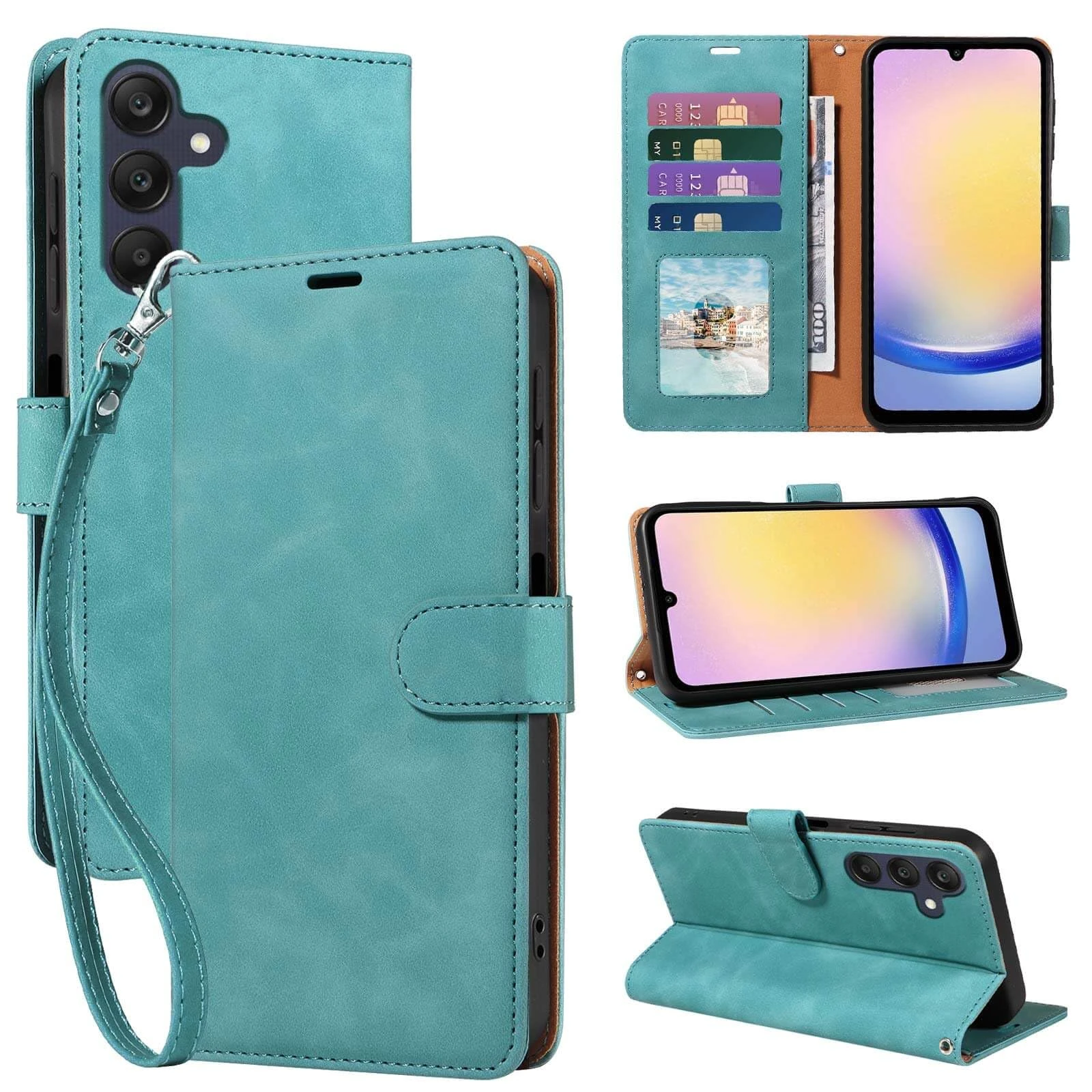 GOTOURED for Samsung Galaxy A55 Phone Case Wallet, RFID Blocking 4 Card Slots, Wrist Strap, Kickstand, Magnetic Closure, Shockproof Protective Soft Leather Flip Cover (Green)