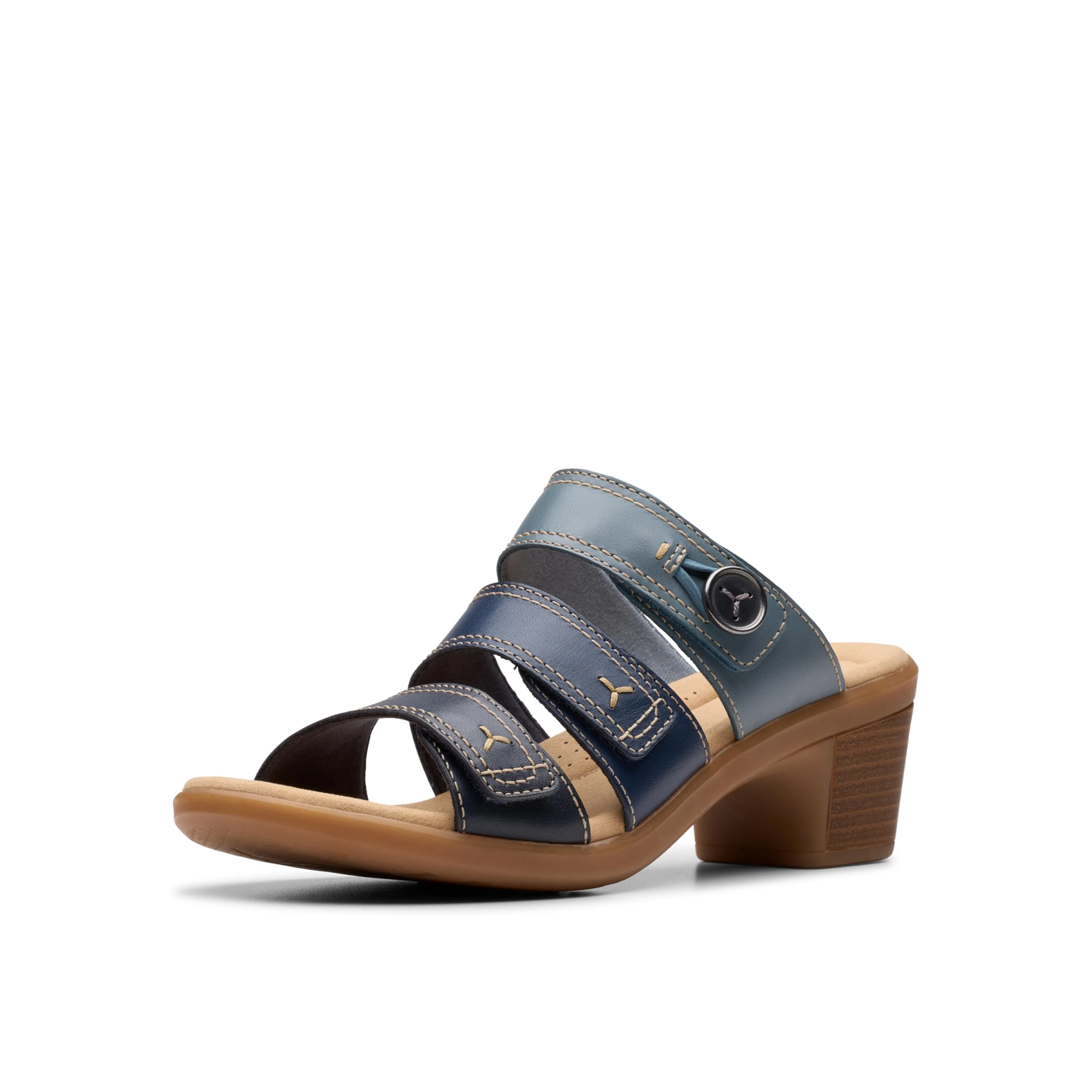 Clarks Women's Emily 2 Adella Heeled Sandal, Navy Multi Leather, 6 UK