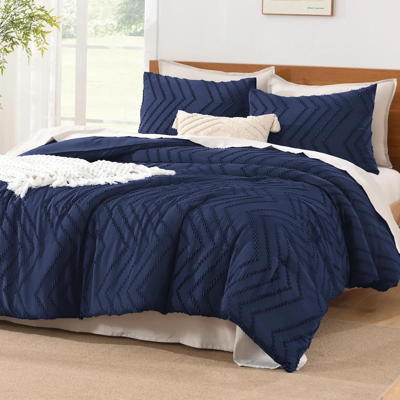 Litanika Oversized King Comforter Set, 3 Pcs Boho Tufted Bedding Set