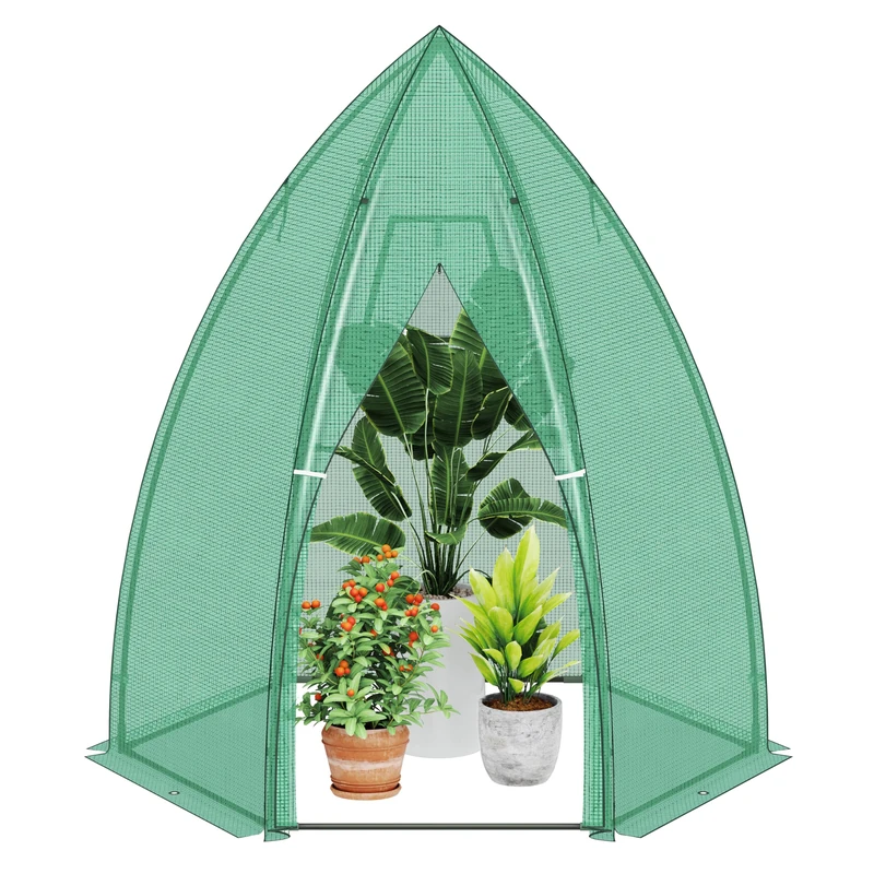 Ribelli Foil Greenhouse with Door, Tomato Greenhouse 160 x 180 cm, Wintering Tent for Propagation, Winter-proof PE Grid Film, Garden Shed for Plants, Vegetables, Flowers, Green
