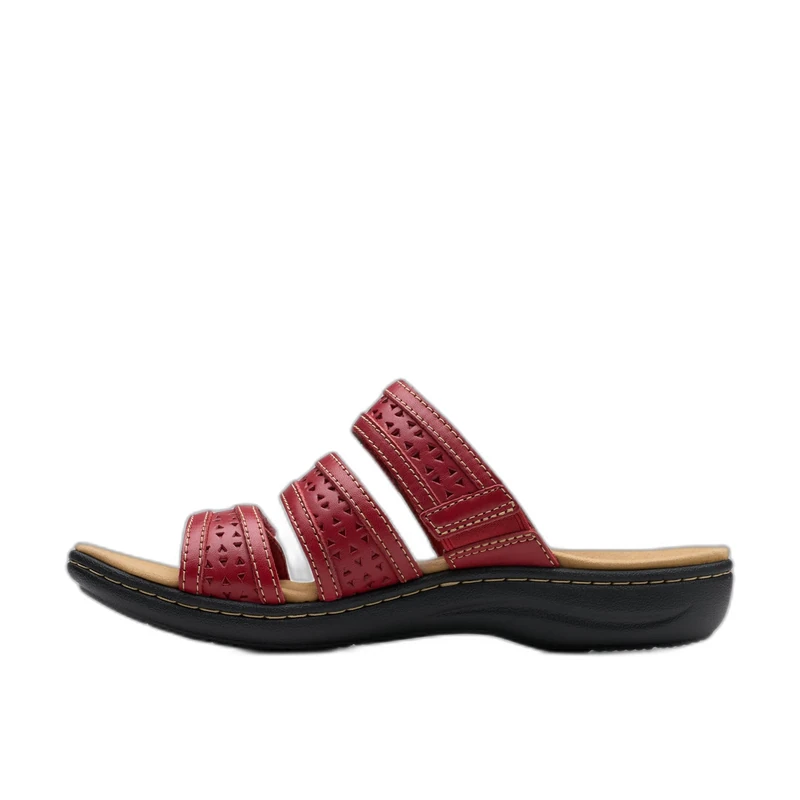 Clarks Women's Casual Sandal, Red Leather, 8.5 Narrow