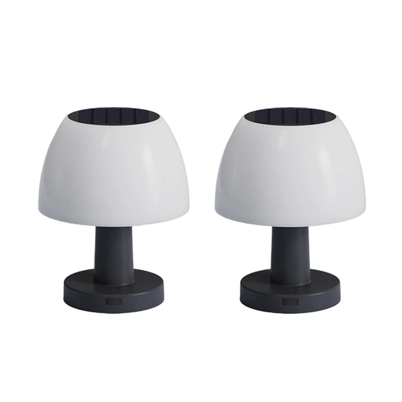 Lumina Set of 2 White LED Solar Table Lamp 4 Intensity Height 13.5 cm