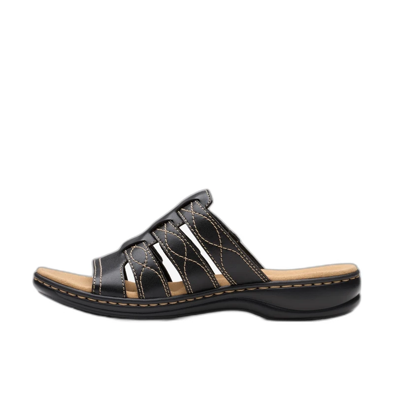Clarks Women's Leisa Amanda Sandal, Black Leather, 5.5 UK
