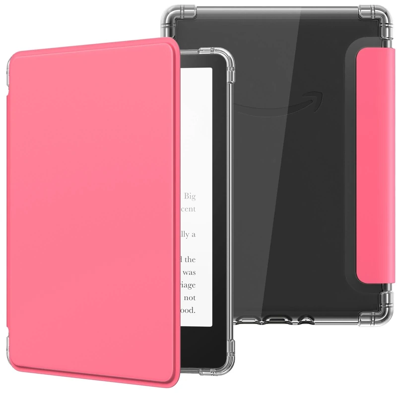MoKo Case for 6" All-New Kindle (11th Generation-2024/2022 Release), Ultra Clear Soft Flexible Transparent TPU Back Cover with Auto Wake/Sleep for Kindle 11th Generation 2024, Watermelon Red