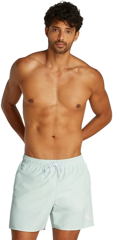 Calvin Klein Men’s Medium Drawstring Swim Shorts, Grey (Moonlight Jade), 5XL