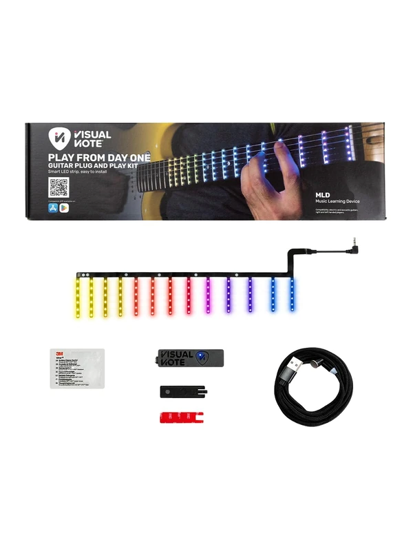 VISUAL NOTE - Visual Note Kit C, Guitar Learning and Teaching Device, Composed of RGB LED Keyboard and APP, Compatible with Classical Guitar, Scale 650 mm