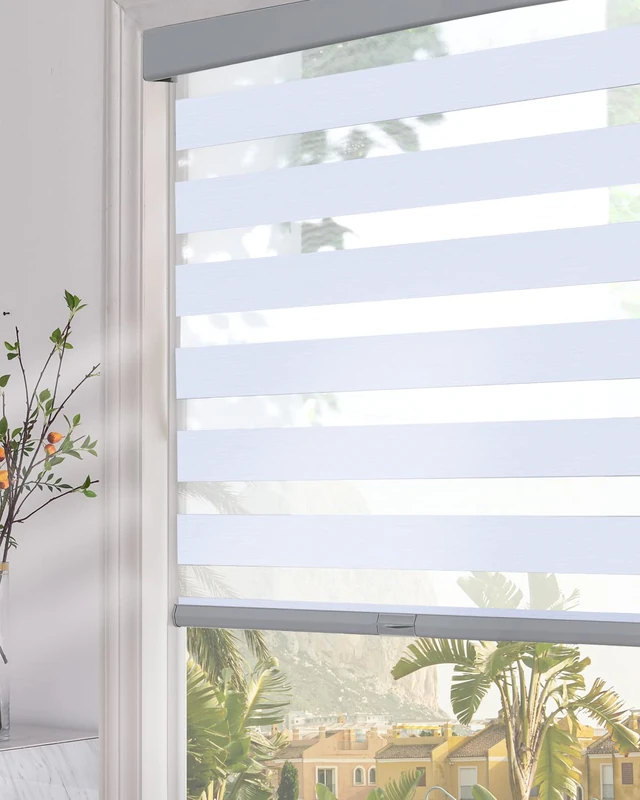 Persilux Blackout Zebra Blinds for Windows (30" W x 64" H, Light Grey) Cordless Zebra Shades for Indoor Windows, Sheer Shades Thermal Insulated Blinds with Upgraded Cassette, Window Shades for Home