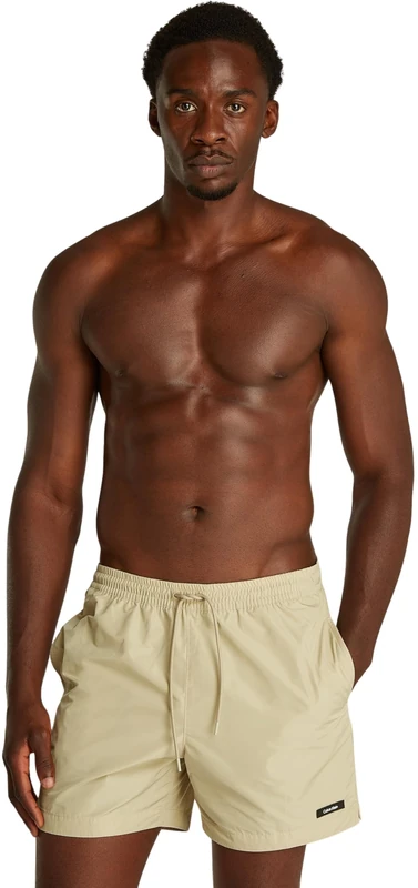Calvin Klein Men’s Medium Drawstring Swim Shorts, Beige (Sandalwood), XXL - Image 1
