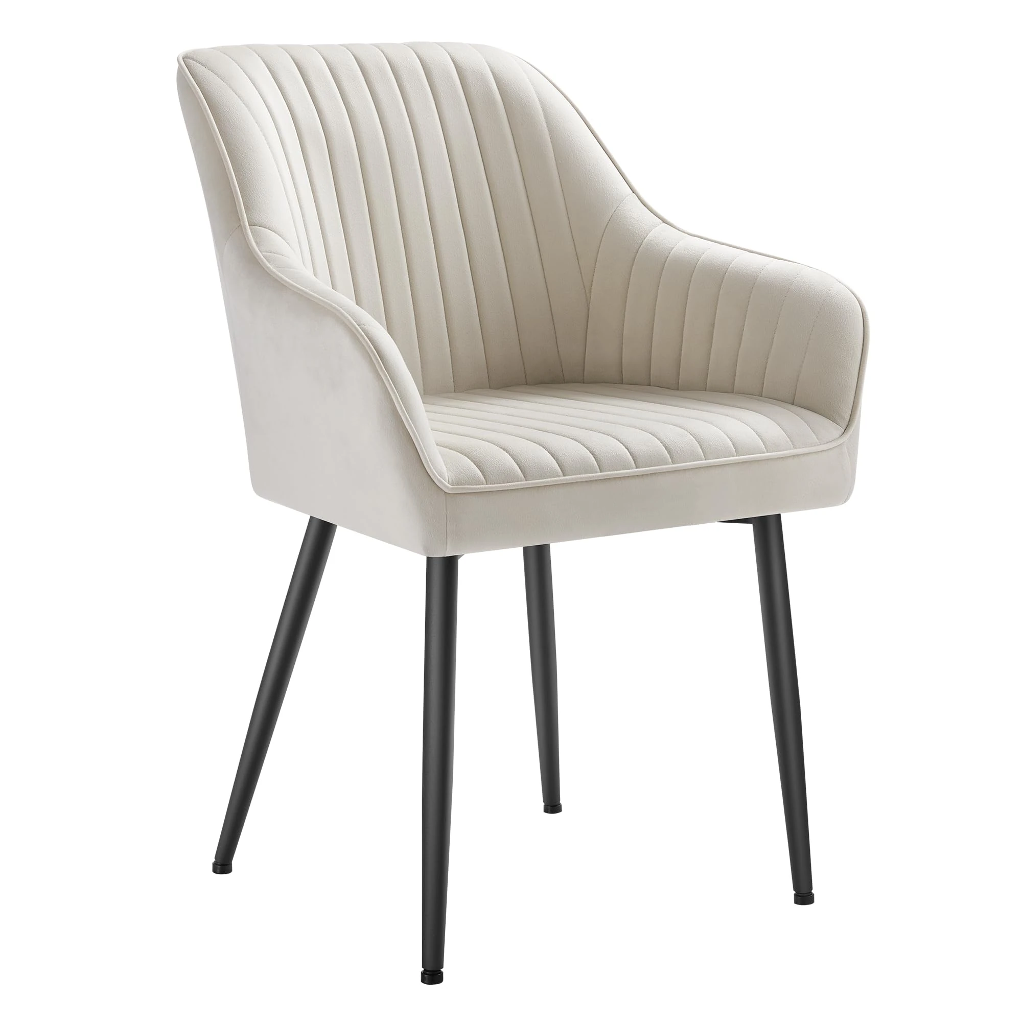 SONGMICS Dining Chair, Kitchen Chair, Velvet Armchair, Upholstered with Armrests, Max. Load 120 kg, Metal Legs, for Dining Room, Lounge, Cappuccino Beige and Ink Black LDC087LH01