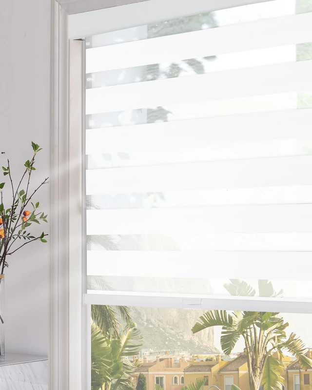 Persilux Blackout Zebra Blinds for Windows (16" W x 72" H, White) Cordless Zebra Shades for Indoor Windows, Sheer Shades Thermal Insulated Blinds with Upgraded Cassette, Roller Window Shades for Home