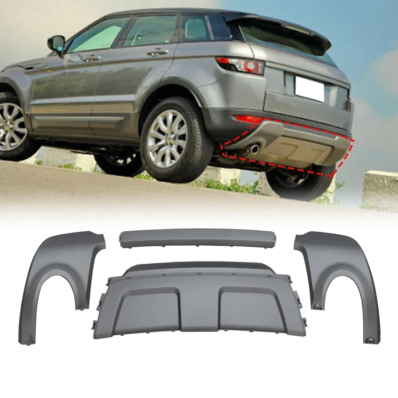 Priprilod Rear Bumper Board Skid Plate Valance Cover Compatible with Range Rover Evoque 2012-2019 replace LR026329 LR026328 CUS13002 SF636
