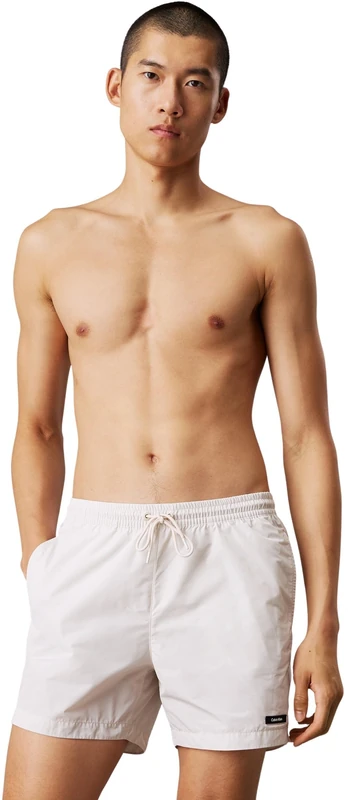 Calvin Klein Men’s Medium Drawstring Swim Shorts, White (Chalk), 5XL