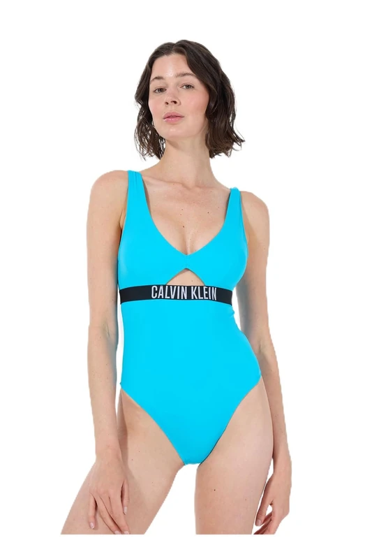 Calvin Klein Women's One Piece Swimsuit - Bash Blue, Size L