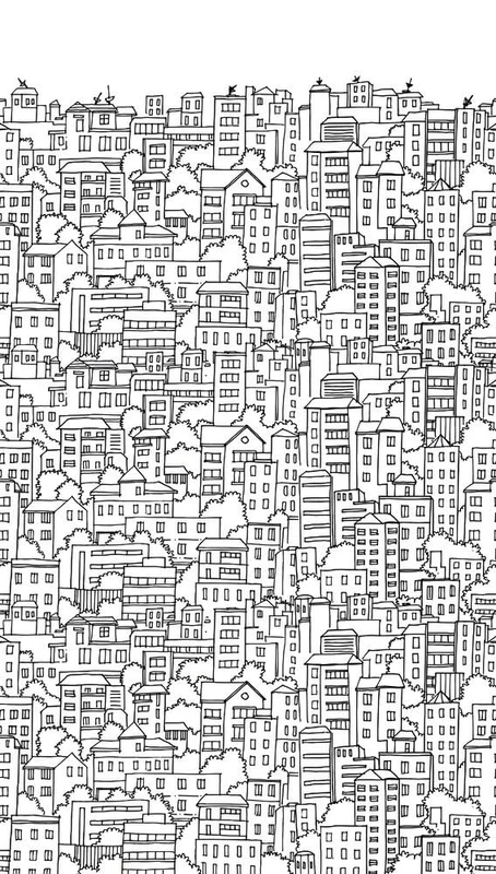 Livingwalls Photo Wallpaper Houses in Black, White - High-Quality Non-Woven Wallpaper 398601 with Motif on 3.71 m x 2.80 m - Made in Germany - Image 1