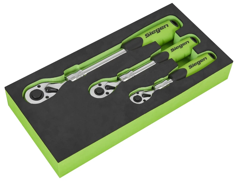 Sealey Siegen 3pc Extendable Ratchet Wrench Set, with EVA Foam Storage Tray - S01285