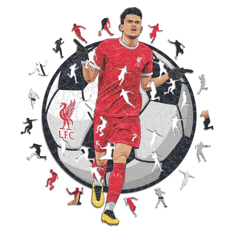 Iconic Puzzles - Luis Diaz, Liverpool, 100% eco-sustainable wooden puzzle with official license, size L, 500 pieces, jigsaw for children and adults