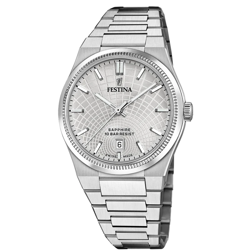 Festina Swiss Made Mens Steel Watch with Steel Bracelet F20051/2