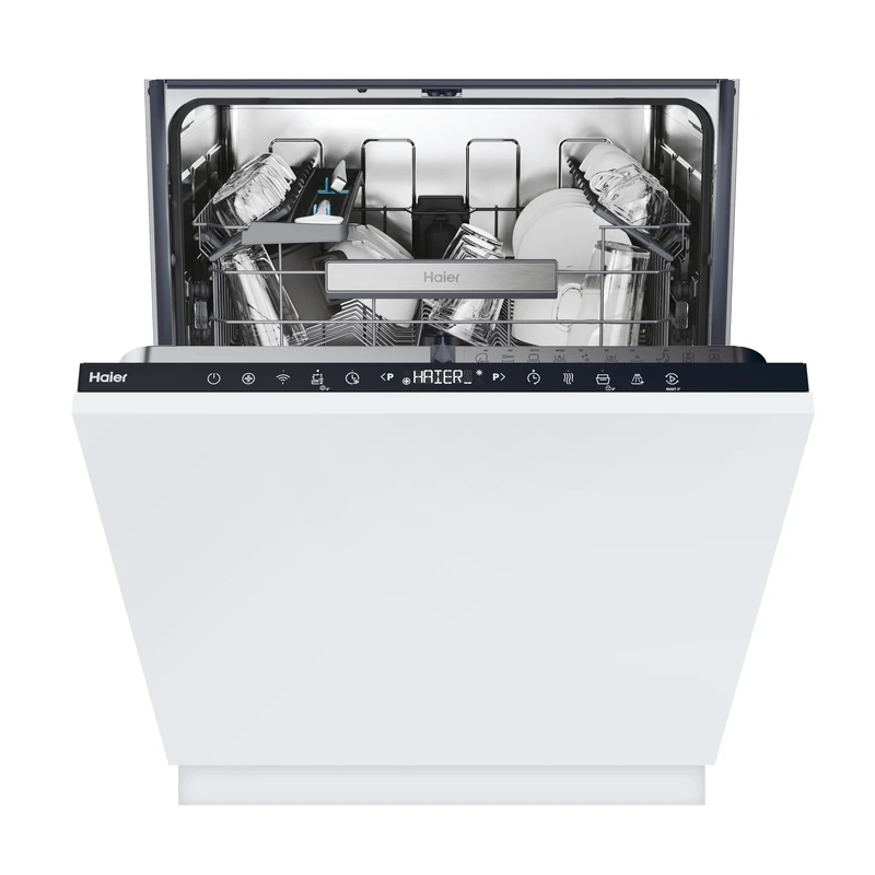 Haier XI 4C4S0SB-80 Washlens Plus Series 2 Integrated Dishwasher, 14 place Setting, Black Bezel, C Rated