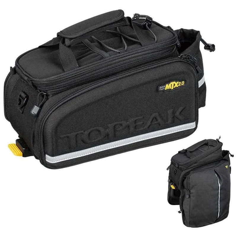 Topeak MTX 2.0 TrunkBag DXP Water Resistant Cycle Trunk Bag with Expandable Pannier Sides, Compatible with All MTX QuickTrack 2.0 Racks, Black