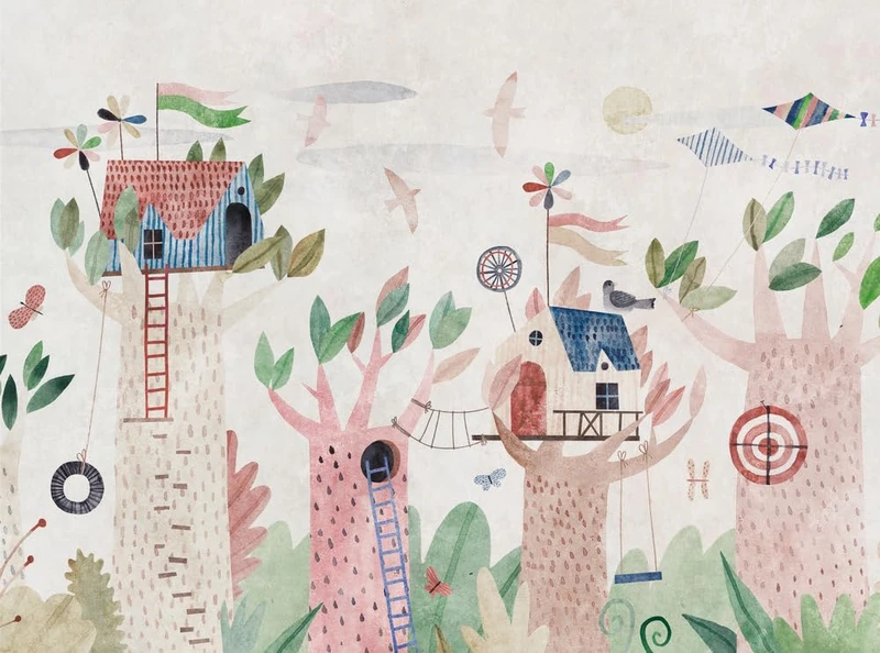 Livingwalls Photo Wallpaper Forest in Colourful, Beige, Brown - High-Quality Non-Woven Wallpaper 399061 with Motif on 3.71 m x 2.80 m - Made in Germany