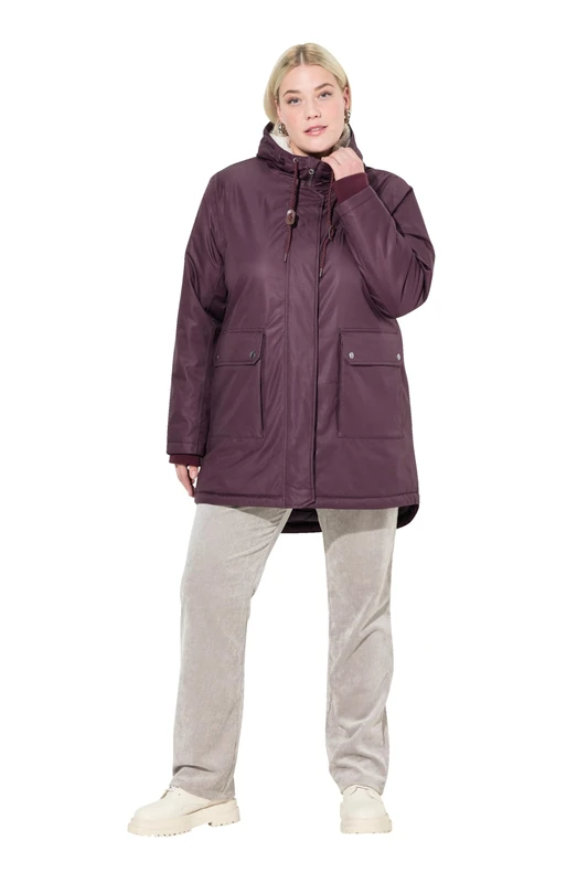 Ulla Popken Women's Hyprar Funktions-steppjacke, Wasserdicht, Teddyfleece Coats, Dark Wine Red, 3XL