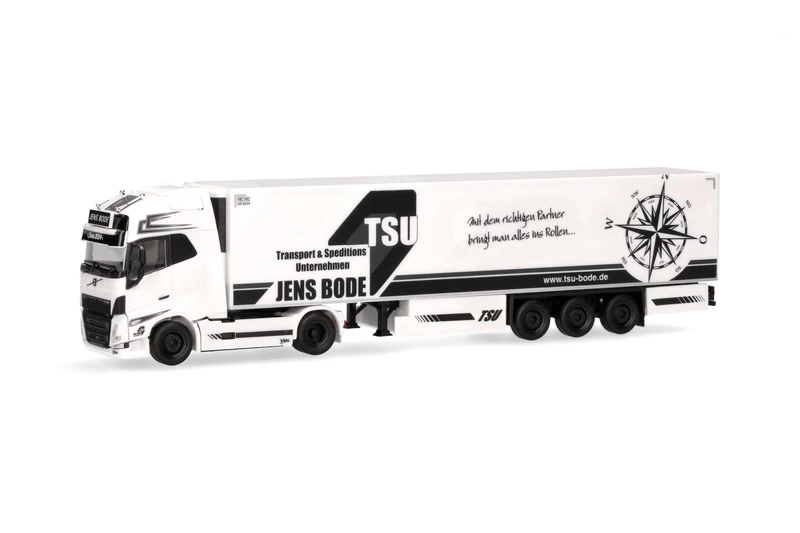 herpa Truck Model Volvo FH Gl. XL 2020 Refrigerated Box Semicon Trailer TSU Bode (Mecklenburg-Vorpommern/Bützow), Miniature Scale 1:87, Collectable, Made in Germany, Plastic