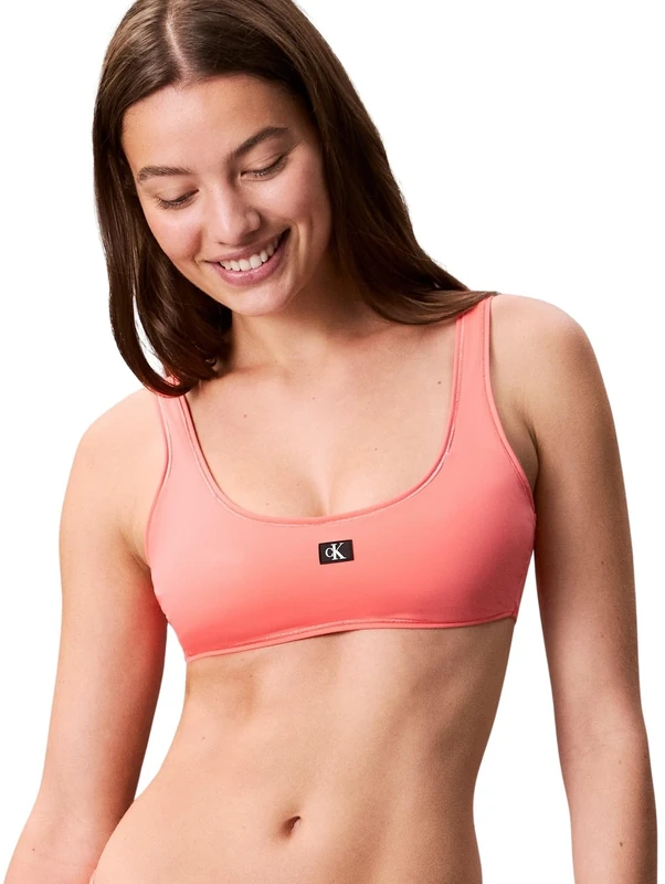 Calvin Klein Women’s Bralette Bikini Top with Removable Padding, Orange (Dazzling Coral), L