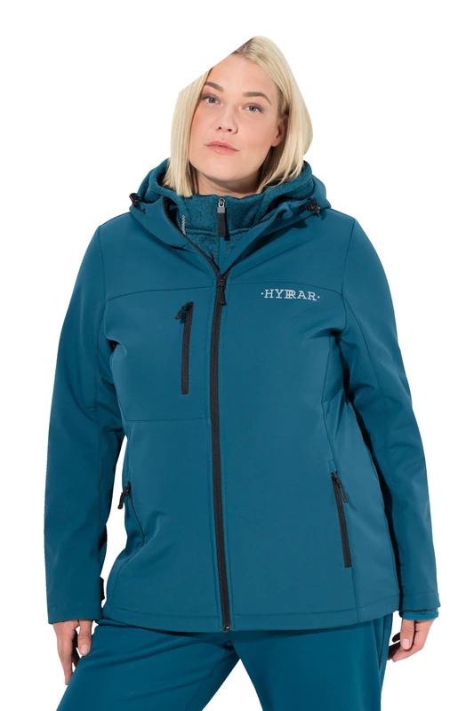 Ulla Popken HYPRAR Women's Plus Size Plus Size Softshell Jacket, Water-Repellent, Stretch, Reflector, Dark petrol, 46