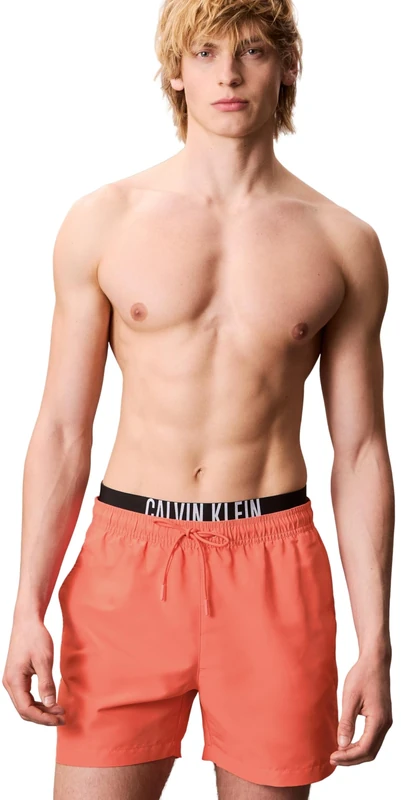 Calvin Klein Men’s Medium Drawstring Swim Shorts, Orange (Dazzling Coral), S