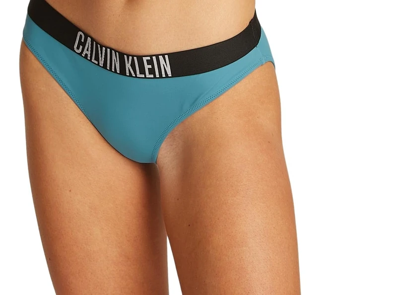 Calvin Klein Women’s Bikini Bottoms with Logo Waistband, Blue (Storm Blue), L