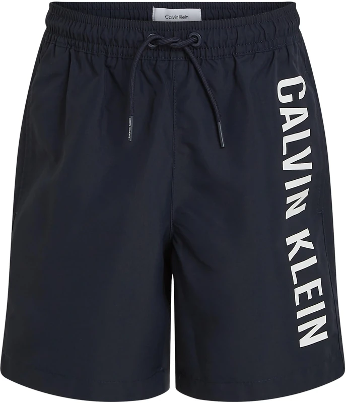 Calvin Klein Boys’ Medium Drawstring Swim Shorts, Blue (Dark Sapphire), 12-14 Years