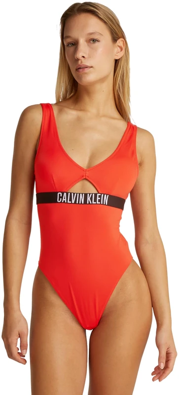 Calvin Klein Women’s Backless Swimsuit, Red (Flaming Chili), XL