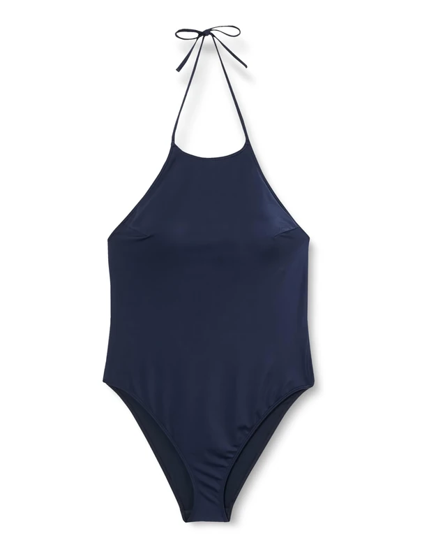 Calvin Klein Women HIGH Neck ONE Piece-RP Halter Swimsuit, Blue (Dark Sapphire), XS