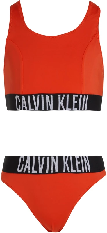 Calvin Klein Girls’ Bralette Bikini Set with Logo, Red (Flaming Chili), 14-16 Years - Image 1