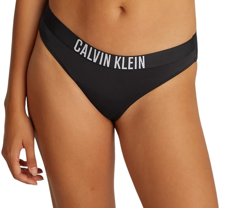 Calvin Klein Women’s Bikini Bottoms with Logo Waistband, Black (Pvh Black), L