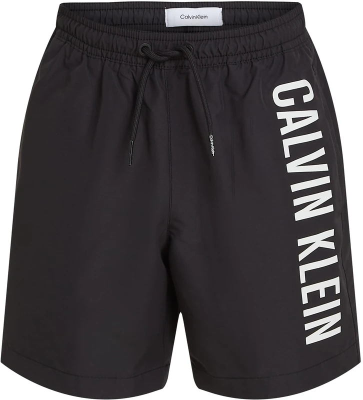 Calvin Klein Boys’ Medium Drawstring Swim Shorts, Black (Pvh Black), 10-12 Years