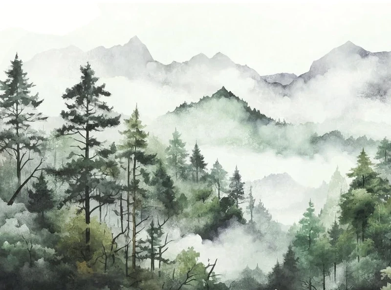 Livingwalls Photo Wallpaper Nature in Green, White, Grey – High-Quality Non-Woven Wallpaper 398991 with Motif on 1.59 m x 2.80 m – Made in Germany