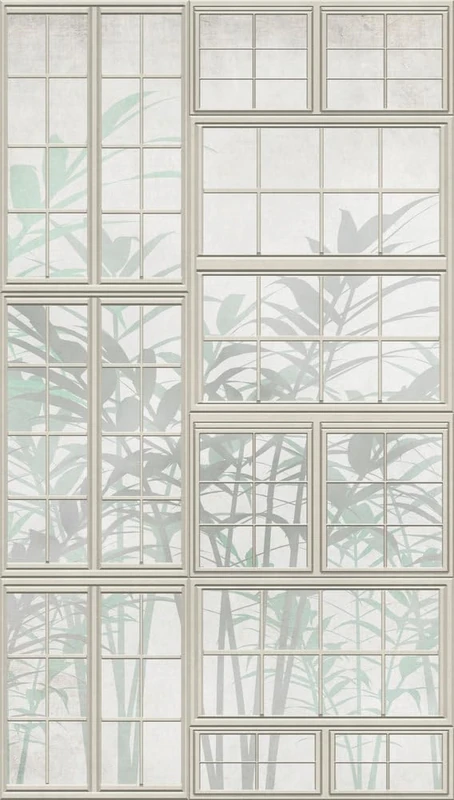 Livingwalls Photo Wallpaper Window in Cream, Beige, Green – High-Quality Non-Woven Wallpaper 398451 with Motif on 2.12 m x 2.80 m – Made in Germany