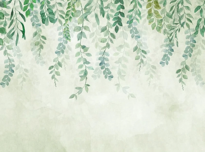 Livingwalls Photo Wallpaper Flowers in Green, Blue, Cream – High-Quality Non-Woven Wallpaper 399071 with Motif on 1.59 m x 2.80 m – Made in Germany