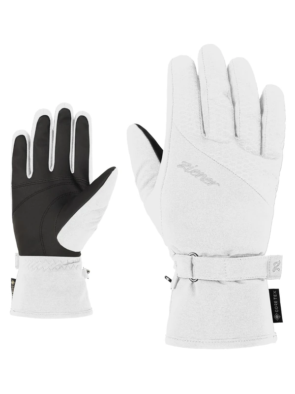 Ziener Women's KLAIRE Ski Gloves/Winter Sports Gore-Tex Very Warm White Fog 8.5