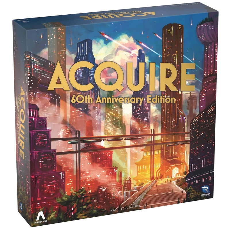 Renegade Game Studios: Acquire 60th Anniversary Edition - Deluxe Components, Finance Game of Speculation & Strategy, Ages 12+, 2-6 Players, 90 Min