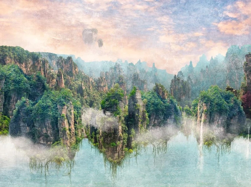 Livingwalls Photo Wallpaper Nature in Colourful, Green, Blue – High-Quality Non-Woven Wallpaper 399081 with Motif on 3.71 m x 2.80 m – Made in Germany